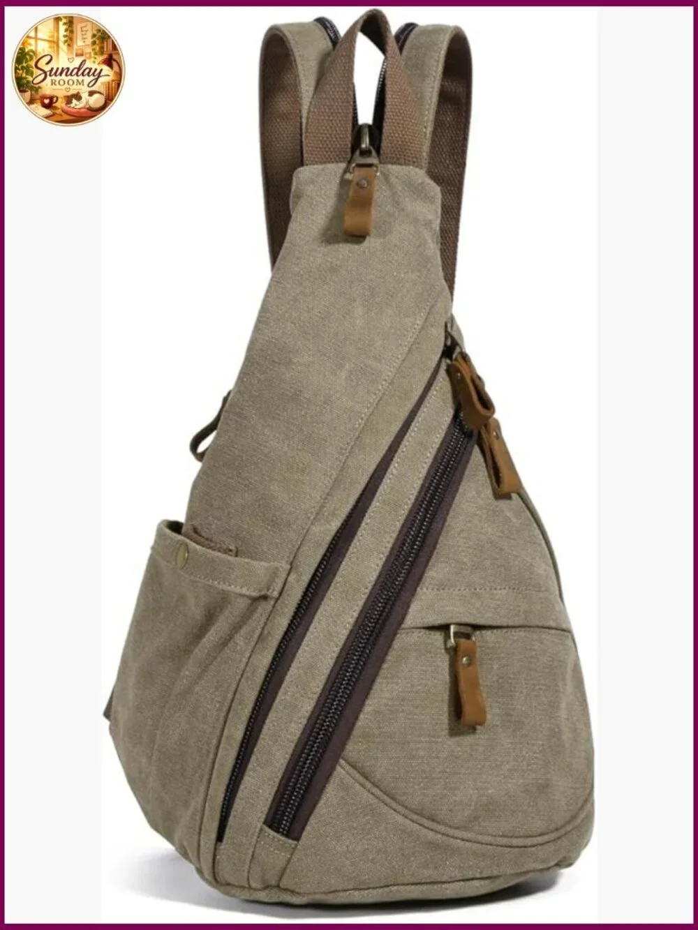 Canvas Sling Bag - Small Crossbody Backpack Shoulder Casual Daypack